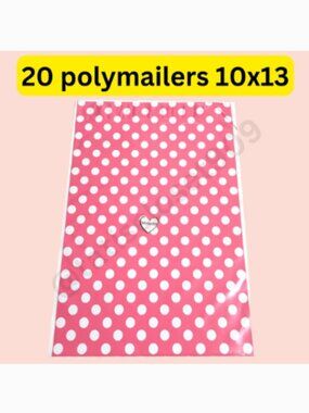 20- pink polka dot poly mailers size 10x13